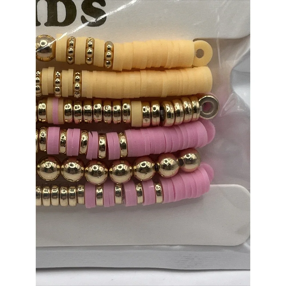 GOOJIDS Surfer Heishi Clay Bead Bracelets for Women Bohemian Stack-able